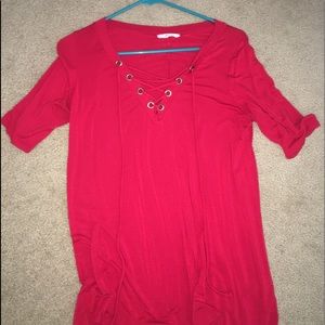 Red lace up tunic
